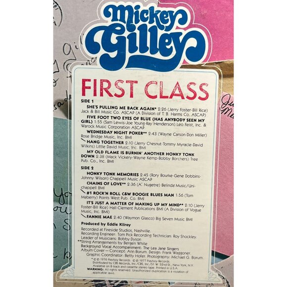 Mickey Gilley First Class Vinyl LP Country Radio Station Copy 1977 Playboy - Picture 8 of 8